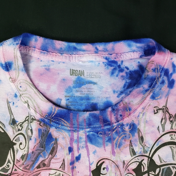 CUSTOM Tie Dye Upcycled Shortsleeve Shirt Mens XL Revolution Pink Purple - Picture 6 of 10